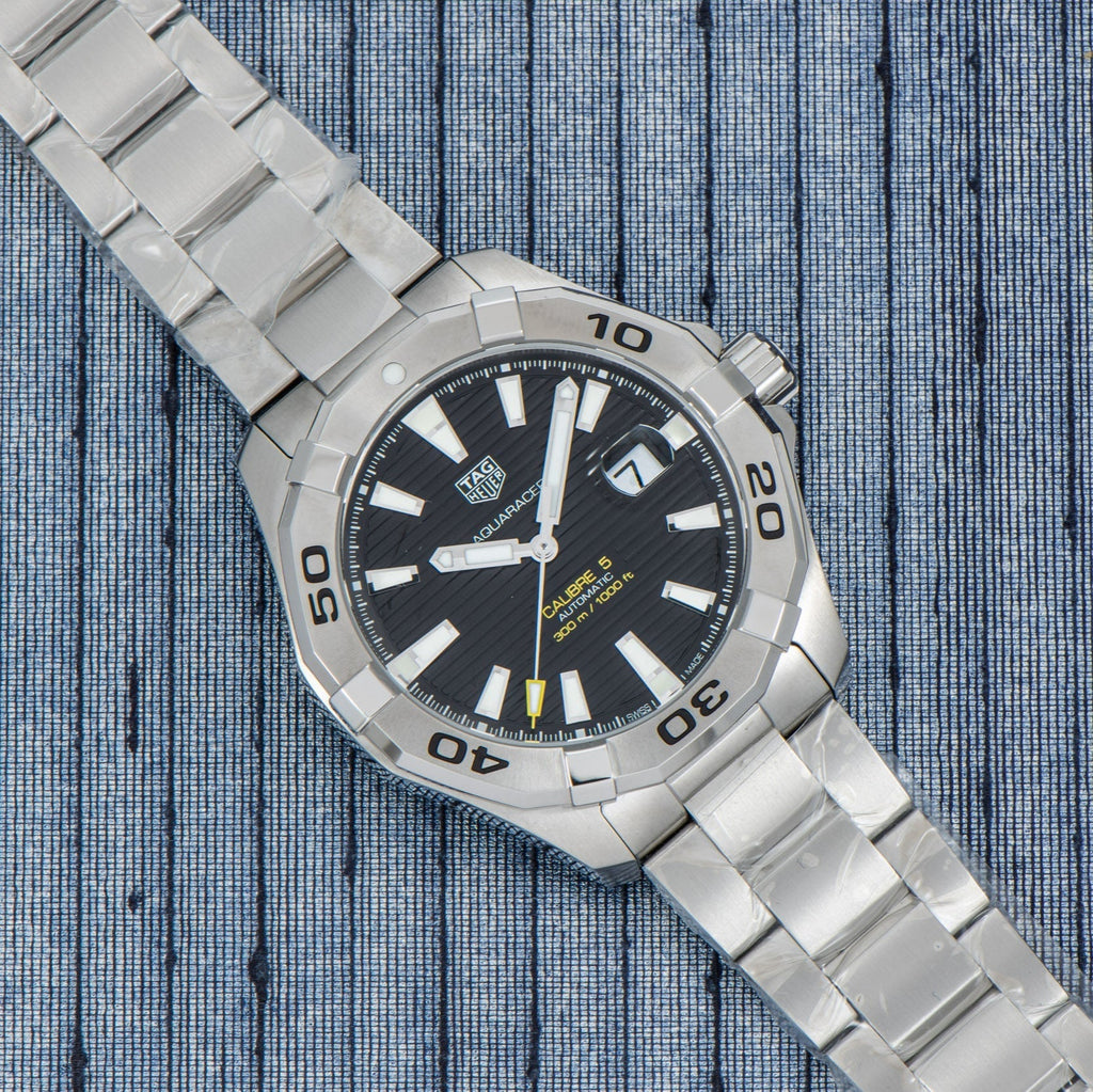  Shop Authentic Tag Heuer Aquaracer Automatic Caliber 5 Black Dial Silver Steel Strap Watch for Men - WBD2110.BA0928 - Luxxuri