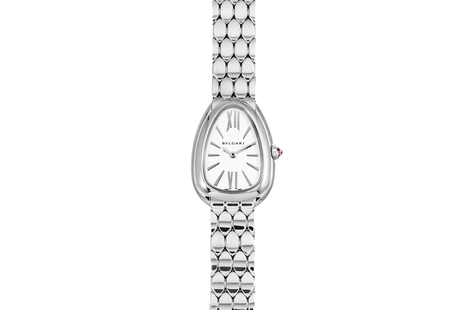 Bvlgari Serpenti Seduttori Quartz White Dial Silver Steel Strap Watch for Women - SERPENTI103141