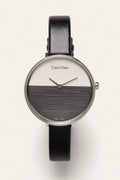  Shop Authentic Calvin Klein Rise White Grey Dial Black Leather Strap Watch for Women - K7A231C3 - Luxxuri