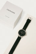  Shop Authentic Calvin Klein Evan Black Dial Black Leather Strap Watch for Men - K7B211CZ - Luxxuri