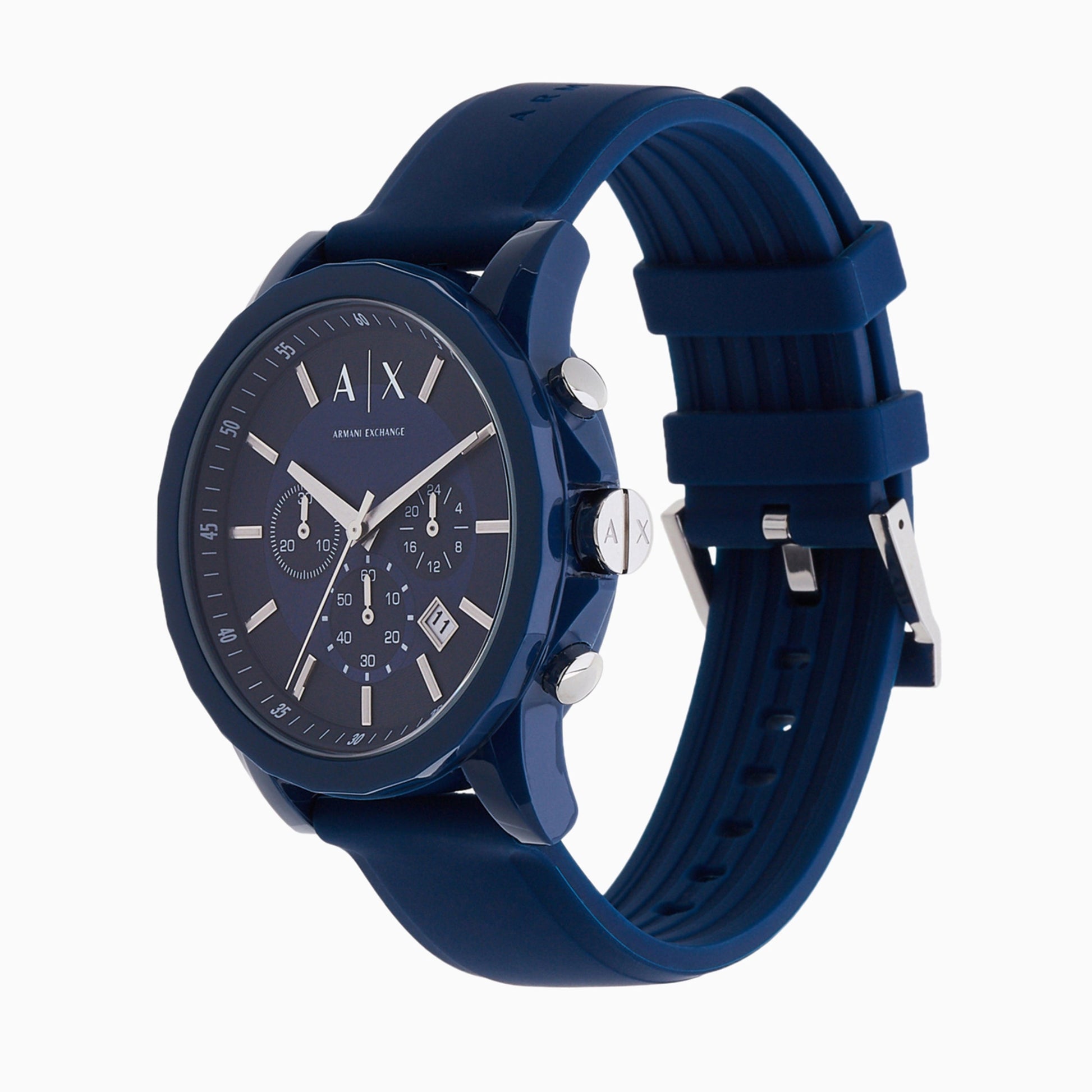  Shop Authentic Armani Exchange Outerbanks Chronograph Blue Dial Blue Silicone Strap Watch For Men - AX1327 - Luxxuri