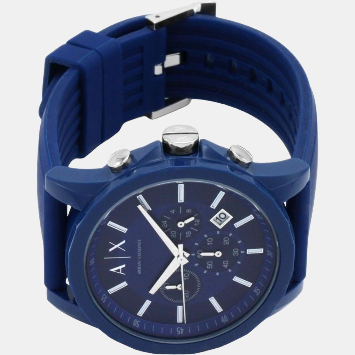  Shop Authentic Armani Exchange Outerbanks Chronograph Blue Dial Blue Silicone Strap Watch For Men - AX1327 - Luxxuri