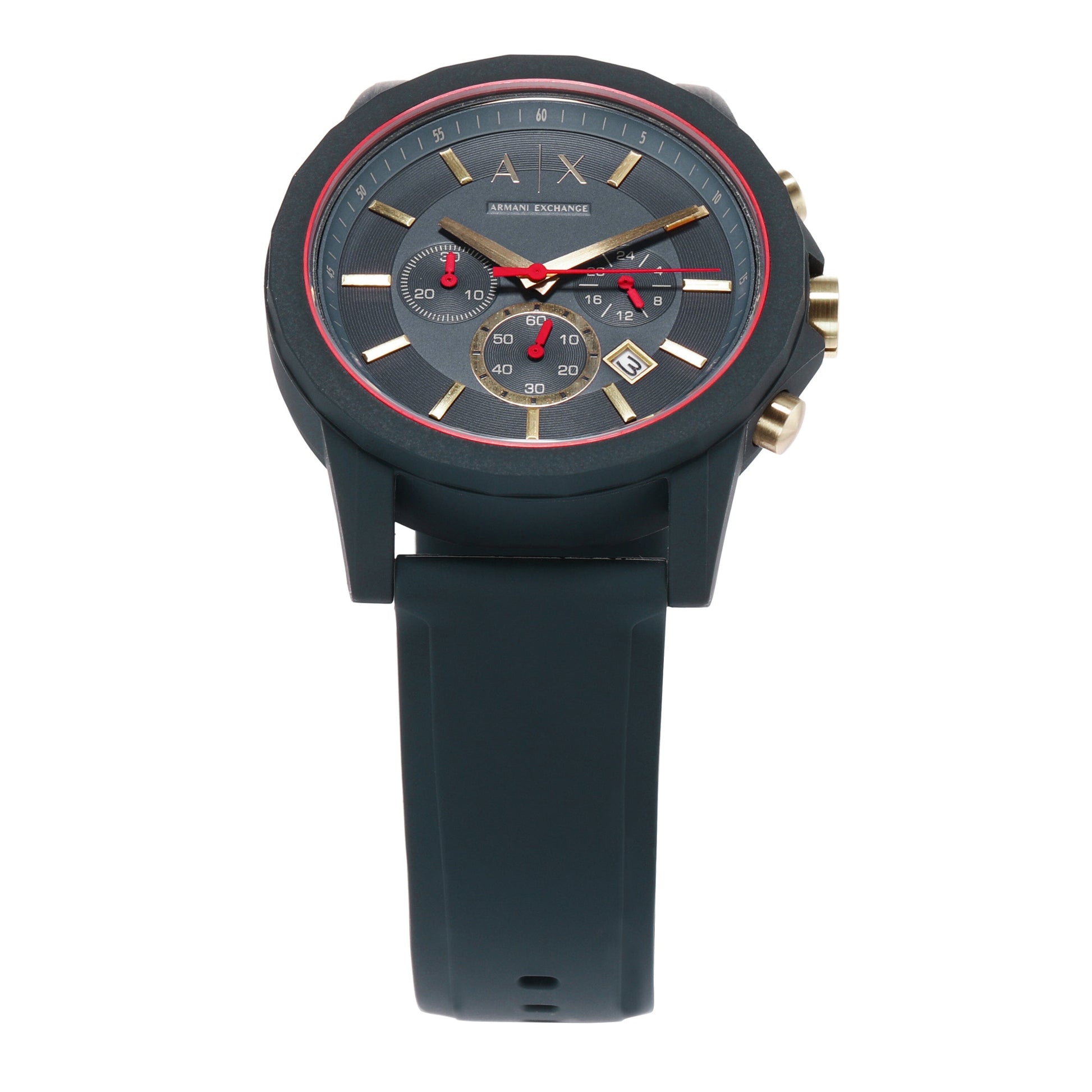  Shop Authentic Armani Exchange Outerbanks Chronograph Blue Dial Blue Silicone Strap Watch For Men - AX1335 - Luxxuri