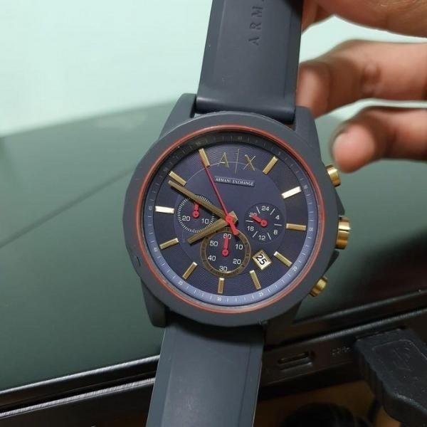  Shop Authentic Armani Exchange Outerbanks Chronograph Blue Dial Blue Silicone Strap Watch For Men - AX1335 - Luxxuri