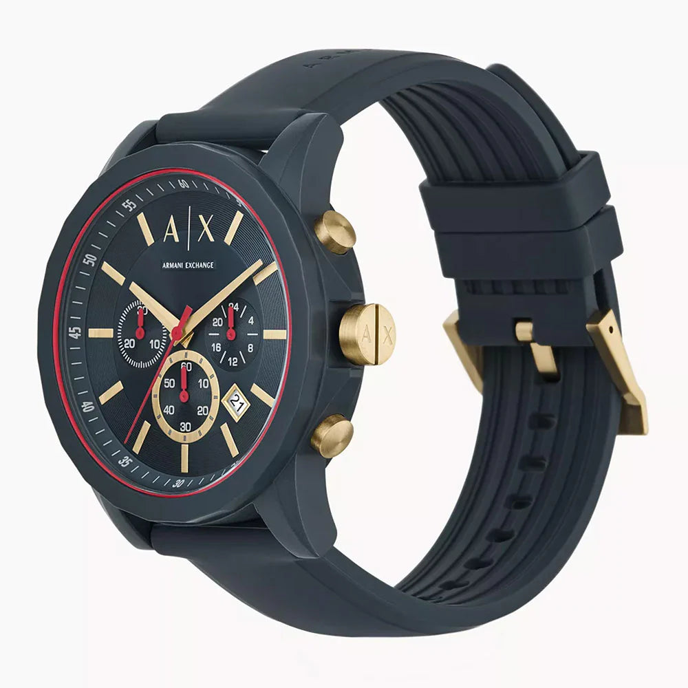  Shop Authentic Armani Exchange Outerbanks Chronograph Blue Dial Blue Silicone Strap Watch For Men - AX1335 - Luxxuri