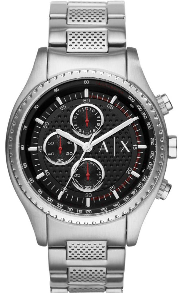 Shop Authentic Armani Exchange The Driver Chronograph Black Dial Silver Steel Strap Watch For Men - AX1612 - Luxxuri