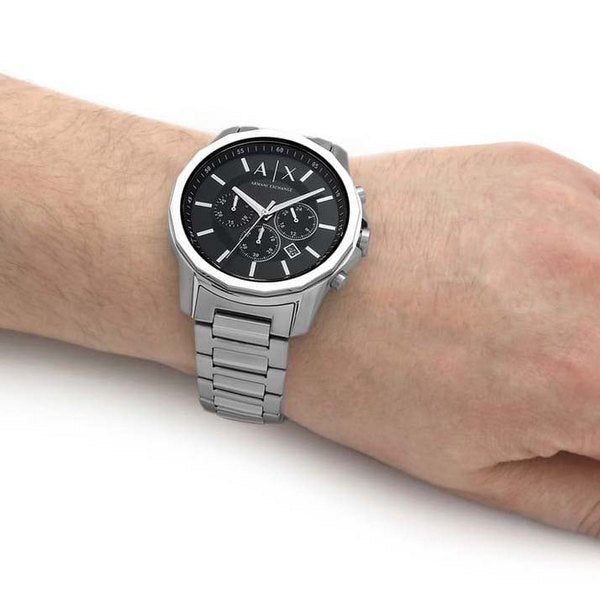  Shop Authentic Armani Exchange Banks Chronograph Black Dial Silver Steel Strap Watch For Men - AX1720 - Luxxuri