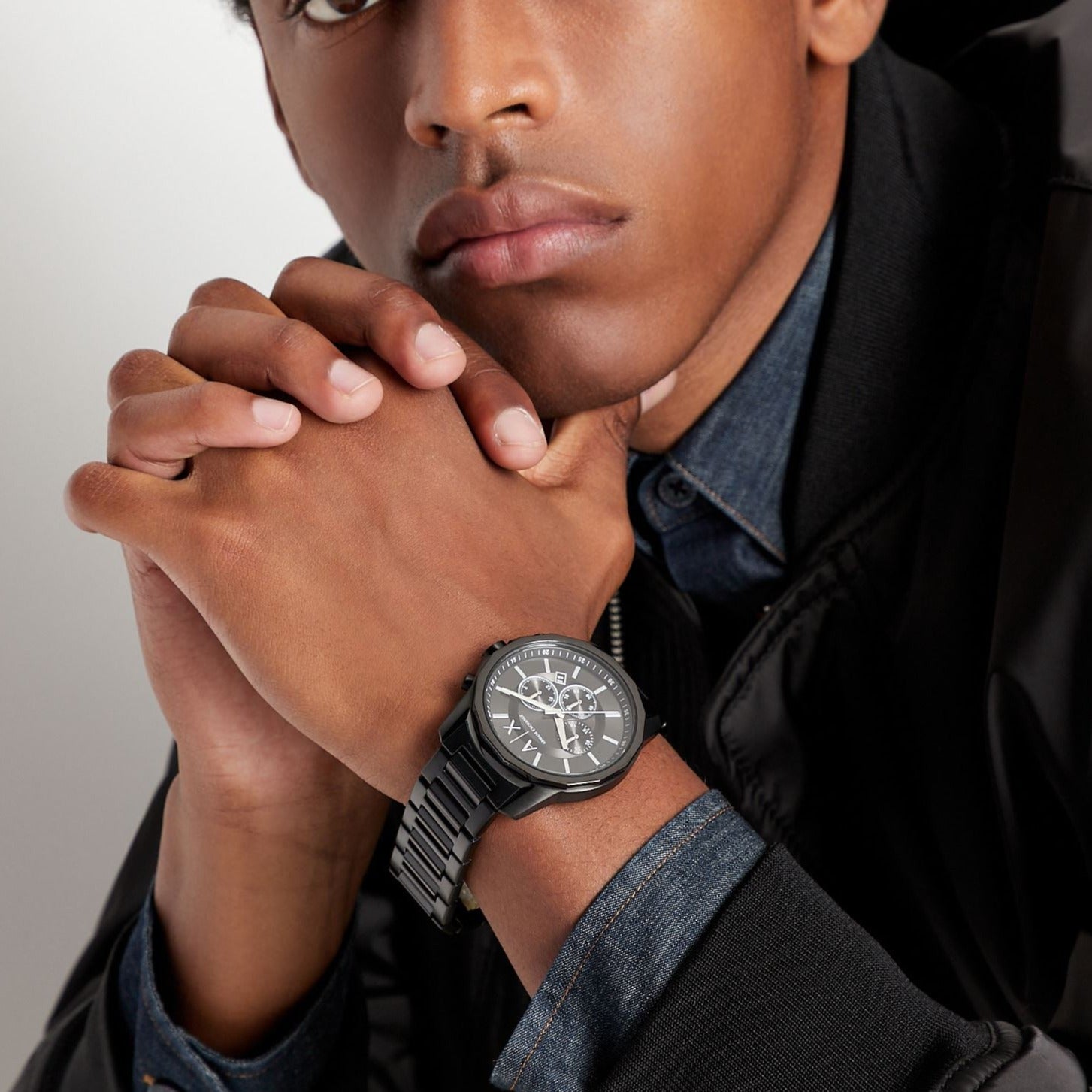  Shop Authentic Armani Exchange Banks Chronograph Black Dial Black Steel Strap Watch For Men - AX1722 - Luxxuri