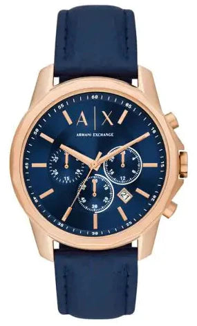  Shop Authentic Armani Exchange Banks Chronograph Blue Dial Blue Leather Strap Watch For Men - AX1723 - Luxxuri