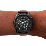  Shop Authentic Armani Exchange Outerbanks Chronograph Black Dial Brown Leather Strap Watch For Men - AX1732 - Luxxuri