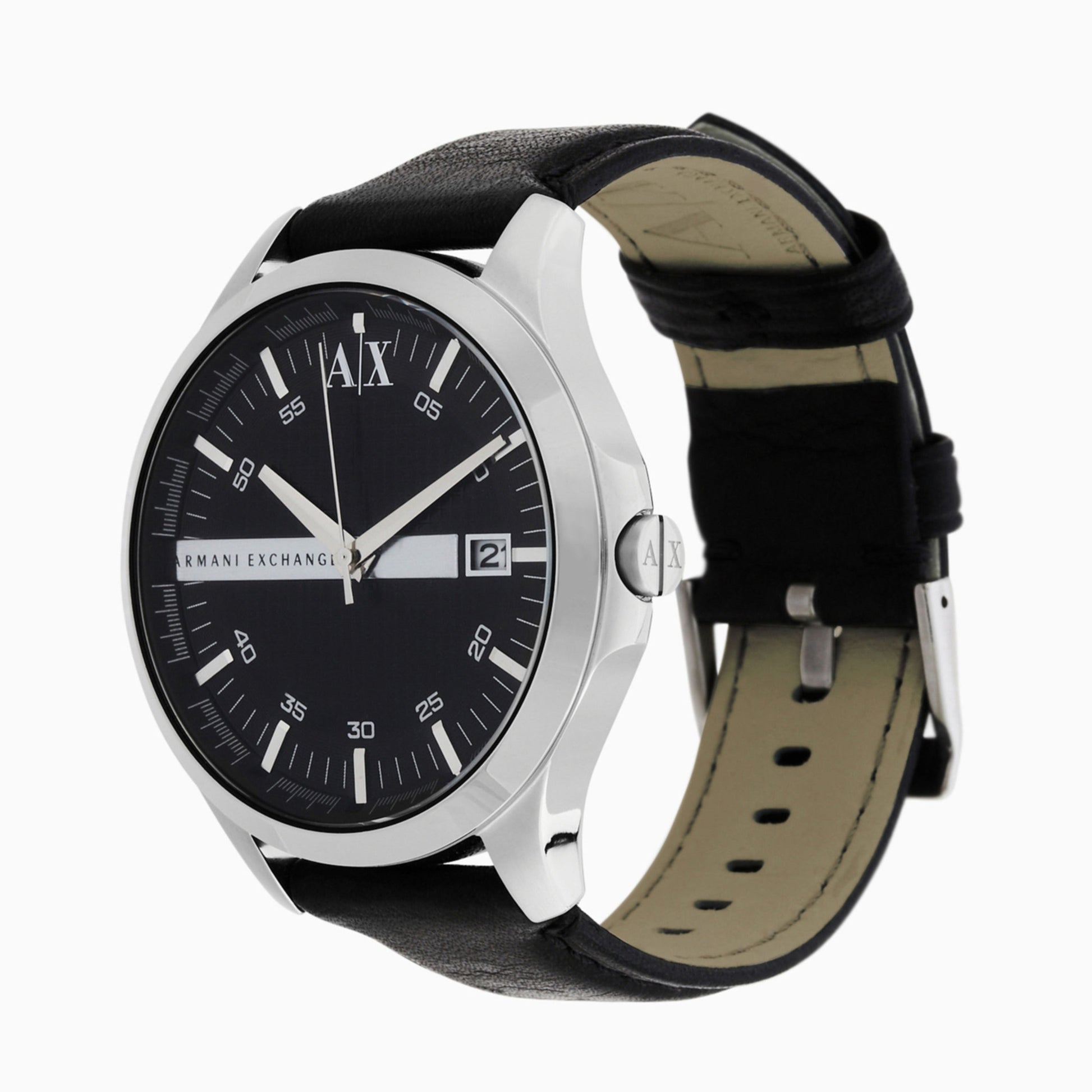  Shop Authentic Armani Exchange Hampton Chronograph Black Dial Black Leather Strap Watch For Men - AX2101 - Luxxuri