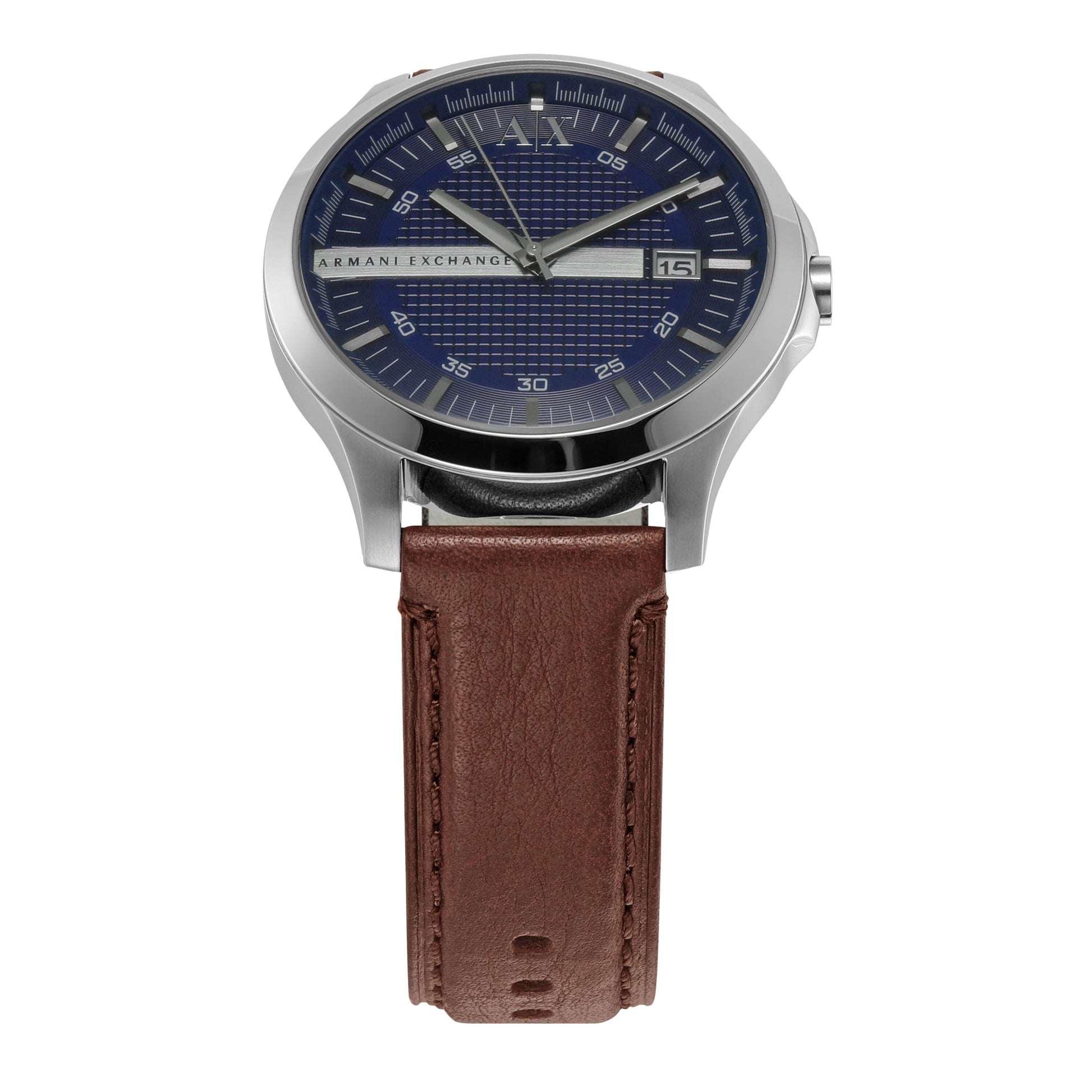  Shop Authentic Armani Exchange Hampton Chronograph Blue Dial Brown Leather Strap Watch For Men - AX2133 - Luxxuri