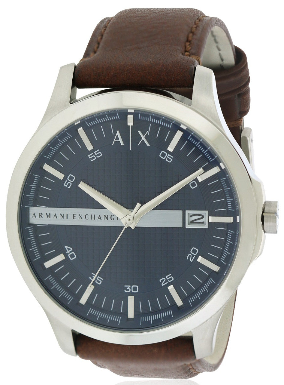  Shop Authentic Armani Exchange Hampton Chronograph Blue Dial Brown Leather Strap Watch For Men - AX2133 - Luxxuri