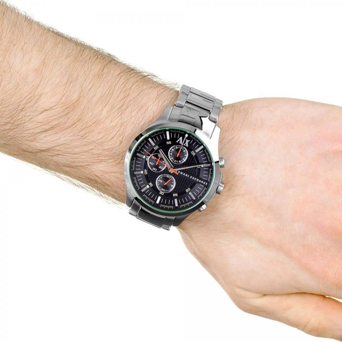  Shop Authentic Armani Exchange Hampton Chronograph Black Dial Silver Steel Strap Watch For Men - AX2163 - Luxxuri