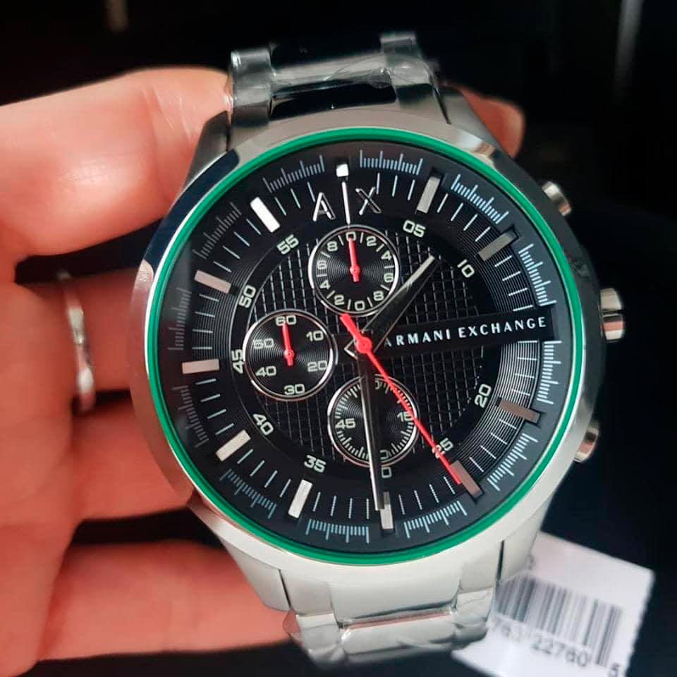  Shop Authentic Armani Exchange Hampton Chronograph Black Dial Silver Steel Strap Watch For Men - AX2163 - Luxxuri