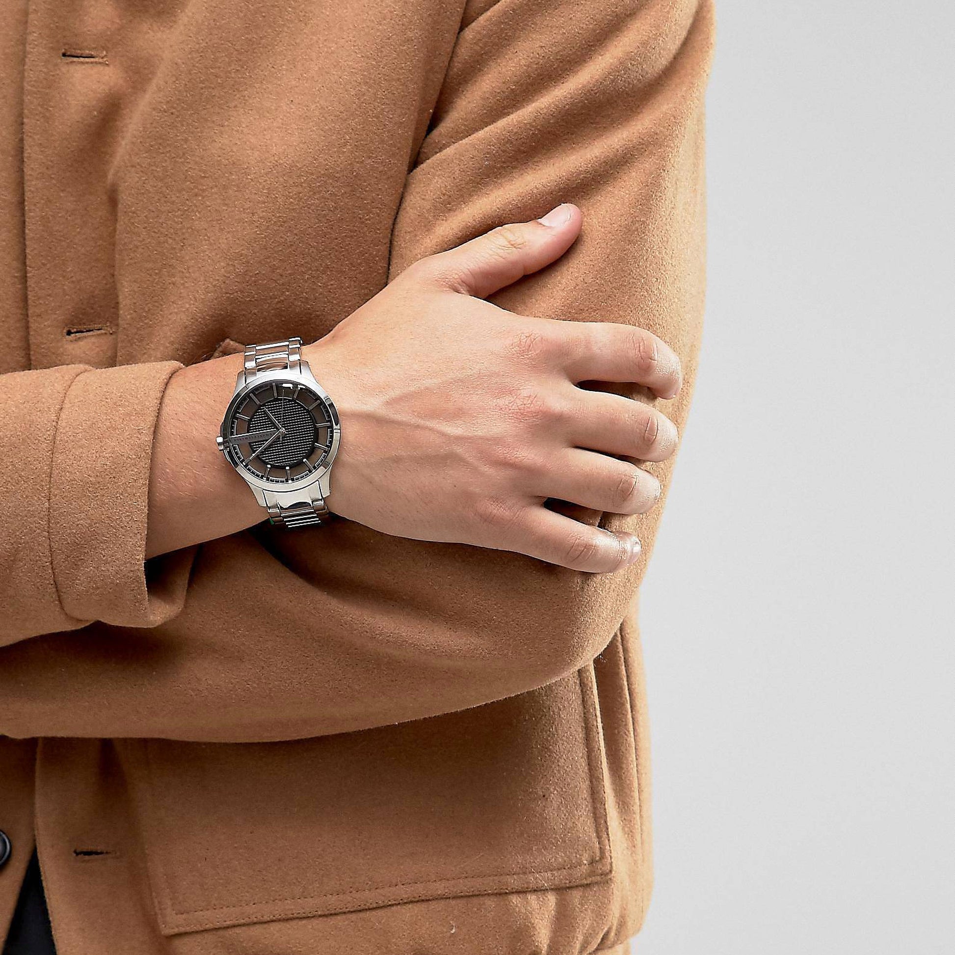  Shop Authentic Armani Exchange Hampton Chronograph Black Dial Silver Steel Strap Watch For Men - AX2179 - Luxxuri