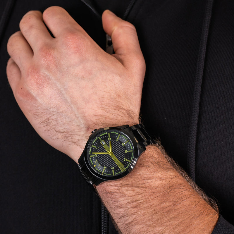  Shop Authentic Armani Exchange Hampton Black Dial Black Steel Strap Watch For Men - AX2407 - Luxxuri