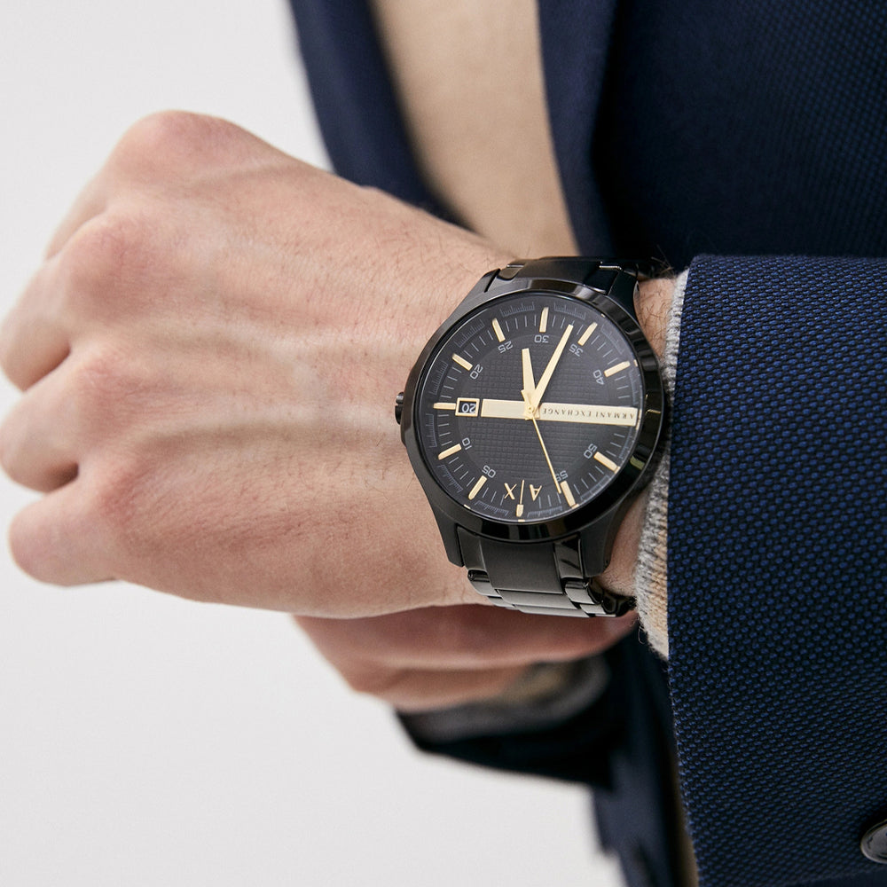  Shop Authentic Armani Exchange Hampton Chronograph Black Dial Black Steel Strap Watch For Men - AX2413 - Luxxuri