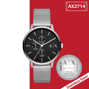  Shop Authentic Armani Exchange Cayde Chronograph Black Dial Silver Mesh Strap Watch For Men - AX2714 - Luxxuri