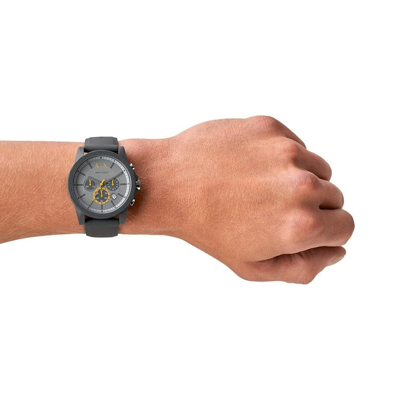 Armani Exchange Outerbanks Chronograph Grey Dial Grey Silicone Strap Watch For Men - AX7123