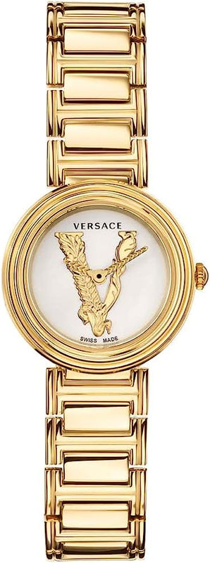  Shop Authentic Versace Mini Virtus Quartz White Dial Gold Steel Strap Watch For Men - VET300221 - Luxxuri
