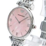  Shop Authentic Emporio Armani Gianni T Bar Pink Mother of Pearl Dial Silver Steel Strap Watch For Women - AR1779 - Luxxuri