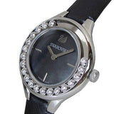  Shop Authentic Swarovski Lovely Crystals Mother of Pearl Black Dial Black Leather Strap Watch for Women - 5242898 - Luxxuri