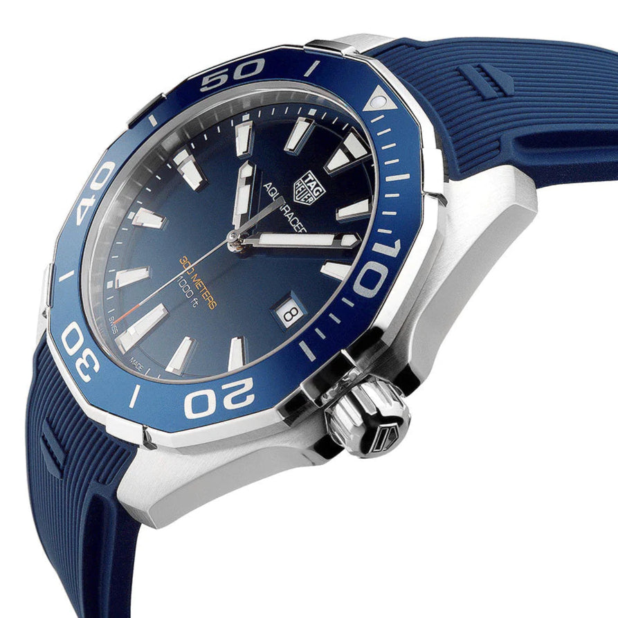  Shop Authentic Tag Heuer Aquaracer Quartz Blue Dial Blue Rubber Strap Watch for Men - WAY101C.FT6153 - Luxxuri