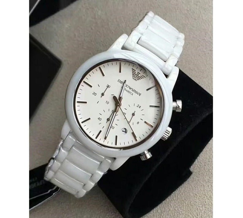  Shop Authentic Emporio Armani Luigi Chronograph Ceramic White Dial White Ceramic Strap Watch For Men - AR1499 - Luxxuri