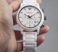  Shop Authentic Emporio Armani Luigi Chronograph Ceramic White Dial White Ceramic Strap Watch For Men - AR1499 - Luxxuri