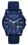  Shop Authentic Armani Exchange Outerbanks Chronograph Blue Dial Blue Silicone Strap Watch For Men - AX1327 - Luxxuri