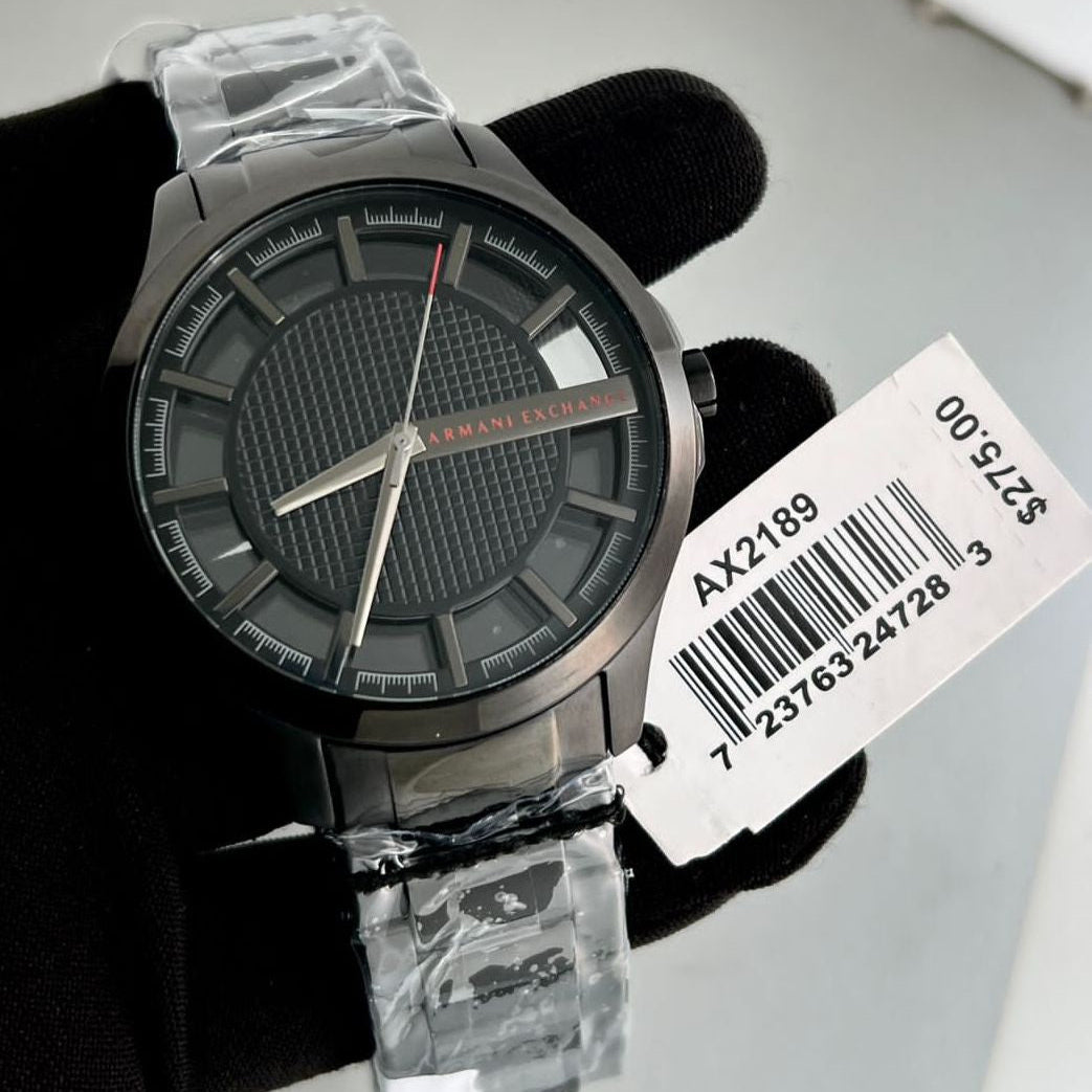  Shop Authentic Armani Exchange Hampton Chronograph Black Dial Black Steel Strap Watch For Men - AX2189 - Luxxuri