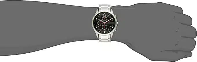  Shop Authentic Armani Exchange Hampton Chronograph Black Dial Silver Steel Strap Watch For Men - AX2163 - Luxxuri