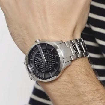  Shop Authentic Armani Exchange Hampton Chronograph Black Dial Silver Steel Strap Watch For Men - AX2179 - Luxxuri