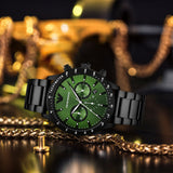  Shop Authentic Emporio Armani Mario Chronograph Green Dial Black Steel Strap Watch For Men - AR11472 - Luxxuri