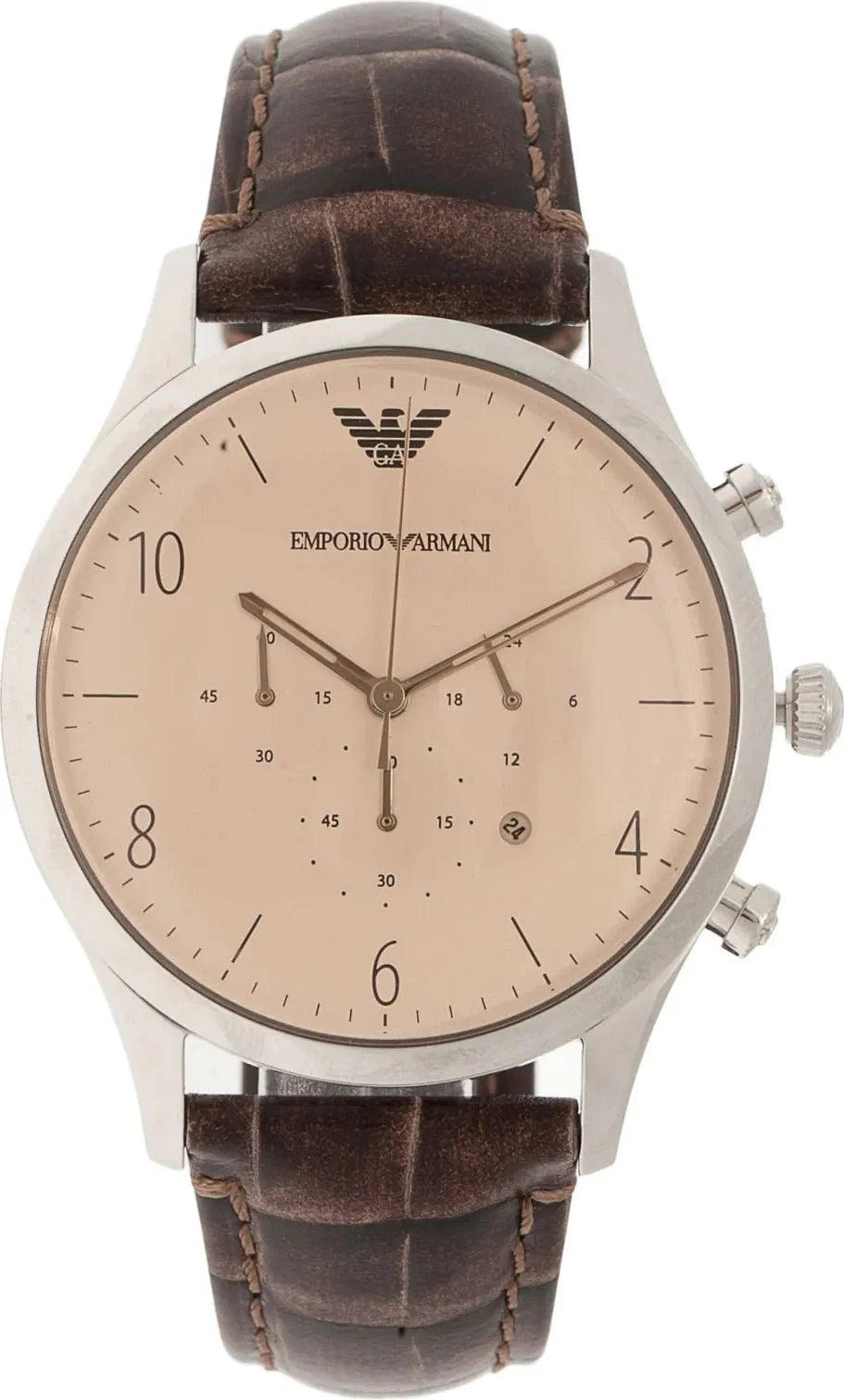  Shop Authentic Emporio Armani Classic Chronograph Cream Dial Brown Leather Strap Watch For Men - AR1878 - Luxxuri