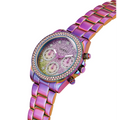 Guess Confetti Chronograph Crystals Multicolor Dial Purple Steel Strap Watch For Women - GW0483L5