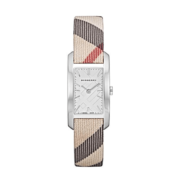  Shop Authentic Burberry The Pioneer Silver Dial Haymarket Beige Leather Strap Watch for Women - BU9406 - Luxxuri