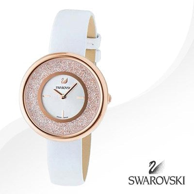  Shop Authentic Swarovski Crystalline Pure White Dial White Leather Strap Watch for Women - 5376083 - Luxxuri