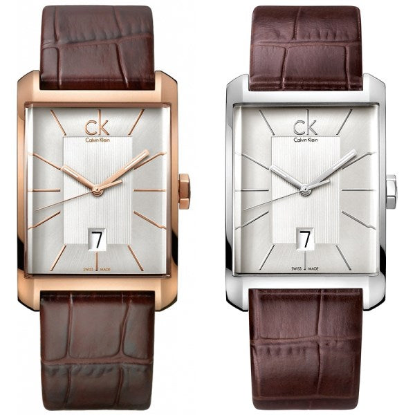  Shop Authentic Calvin Klein Window White Dial Brown Leather Strap Watch for Women - K2M23620 - Luxxuri