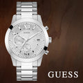  Shop Authentic Guess Atlas Chronograph Silver Dial Silver Steel Strap Watch For Men - W0668G7 - Luxxuri