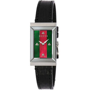  Shop Authentic Gucci G-Frame Mother of Pearl Green & Red Dial Black Leather Strap Watch For Women - YA147403 - Luxxuri