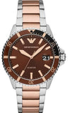  Shop Authentic Emporio Armani Diver Quartz Brown Dial Two Tone Steel Strap Watch For Men - AR11340 - Luxxuri