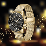  Shop Authentic Hugo Boss Admiral Chronograph Black Dial Gold Mesh Bracelet Watch for Men - 1513906 - Luxxuri