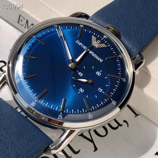  Shop Authentic Emporio Armani Aviator Quartz Blue Dial Blue Leather Strap Watch For Men - AR11335 - Luxxuri