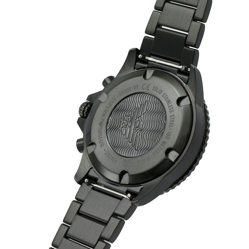  Shop Authentic Emporio Armani Diver Chronograph Black Dial Black Steel Strap Watch For Men - AR80050 - Luxxuri