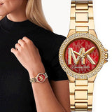  Shop Authentic Michael Kors Camille Analog Red Dial Gold Steel Strap Watch For Women - MK7196 - Luxxuri