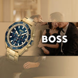  Shop Authentic Hugo Boss Energy Chronograph Blue Dial Gold Steel Strap Watch For Men - 1513973 - Luxxuri