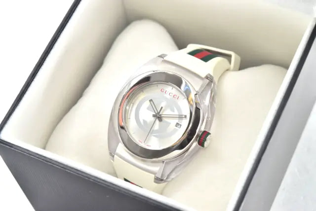  Shop Authentic Gucci SYNC XXL White Dial White Rubber Strap Watch For Men - YA137102 - Luxxuri