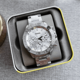  Shop Authentic Fossil Bannon Multifunction Chronograph Silver Dial Silver Steel Strap Watch for Men - BQ2490 - Luxxuri